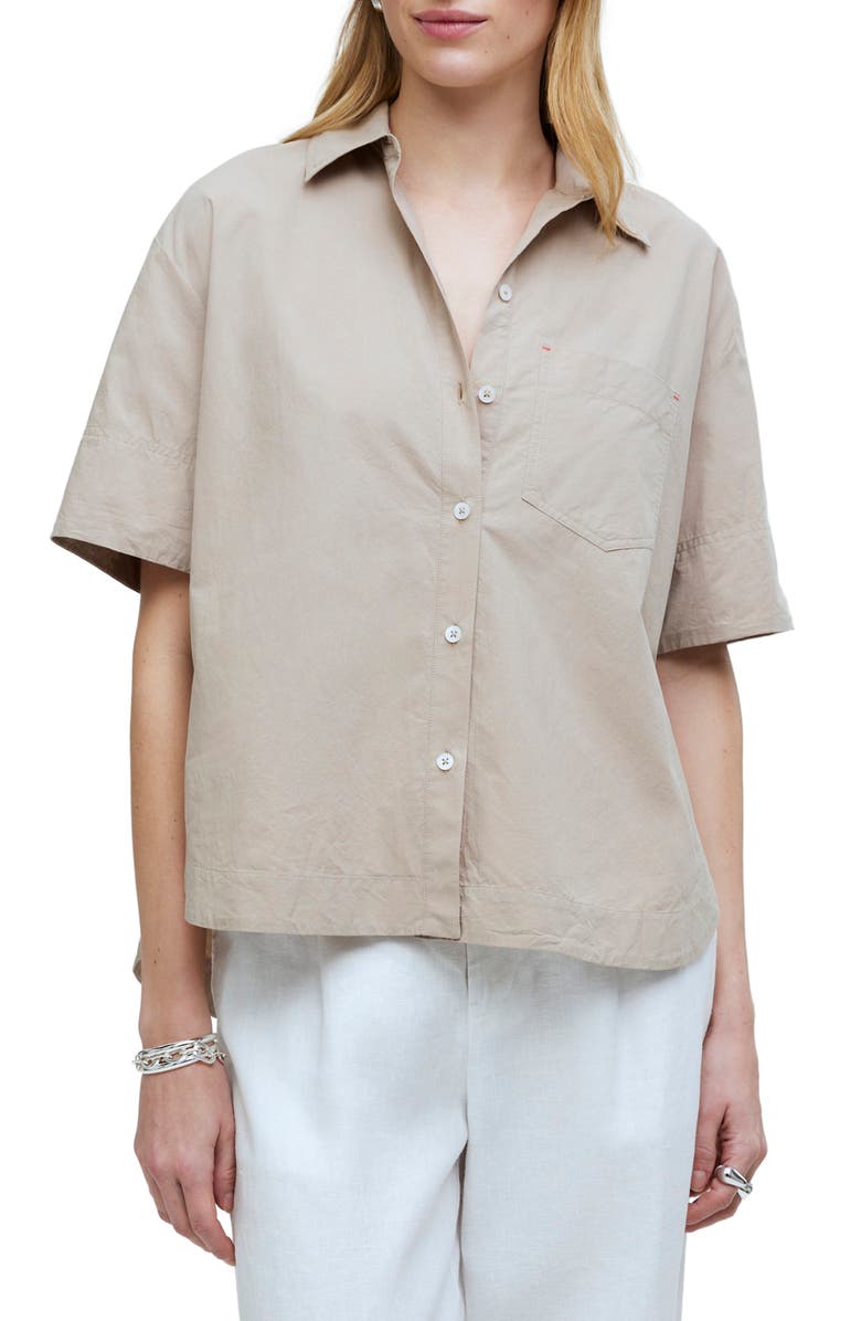 Madewell Oversized Boxy Short Sleeve Poplin Button-Up Shirt, Main, color,