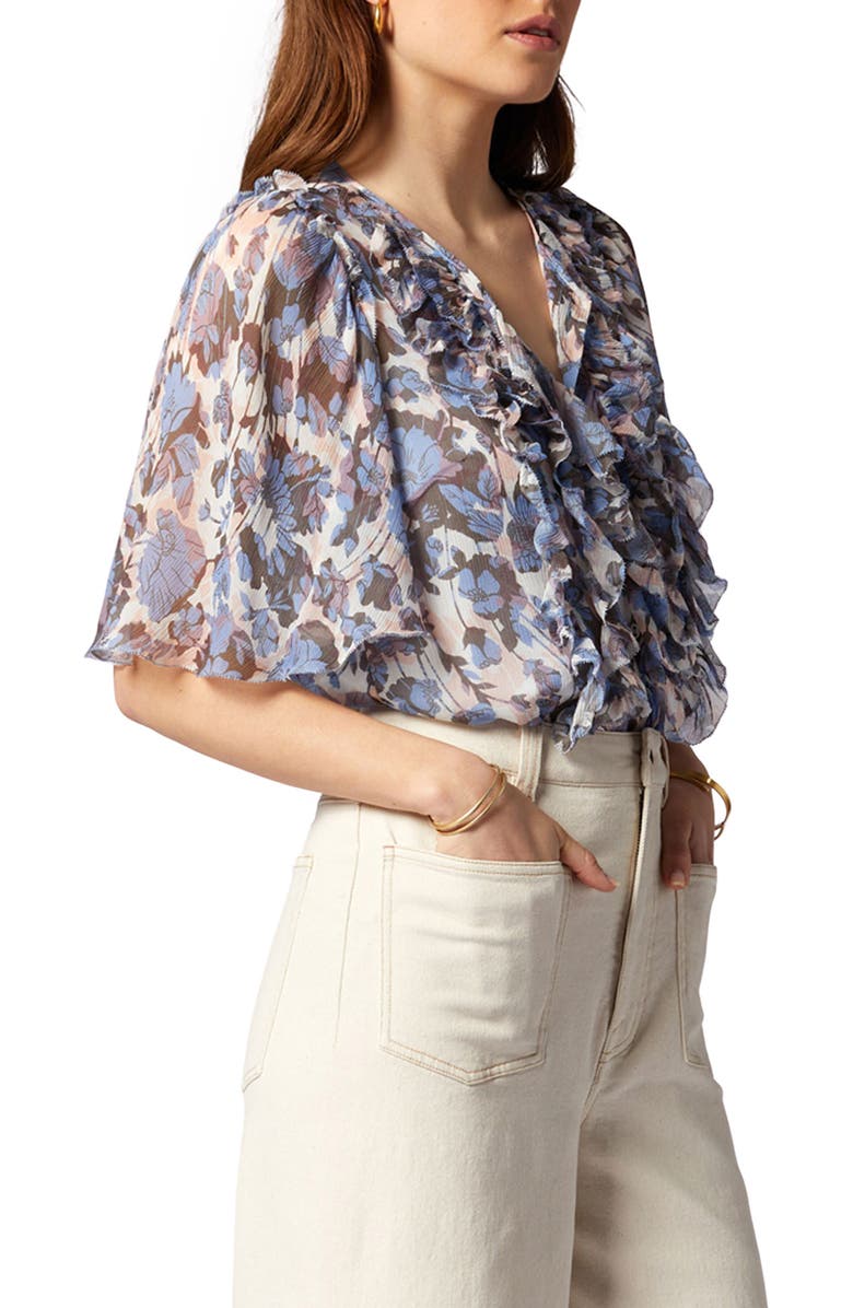 Joie Mikayla Floral Print Silk Blouse, Alternate, color, 