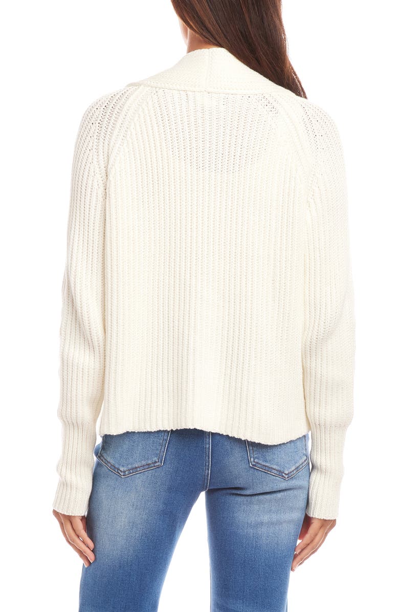 Karen Kane Rib Crop Cardigan, Alternate, color, Off White