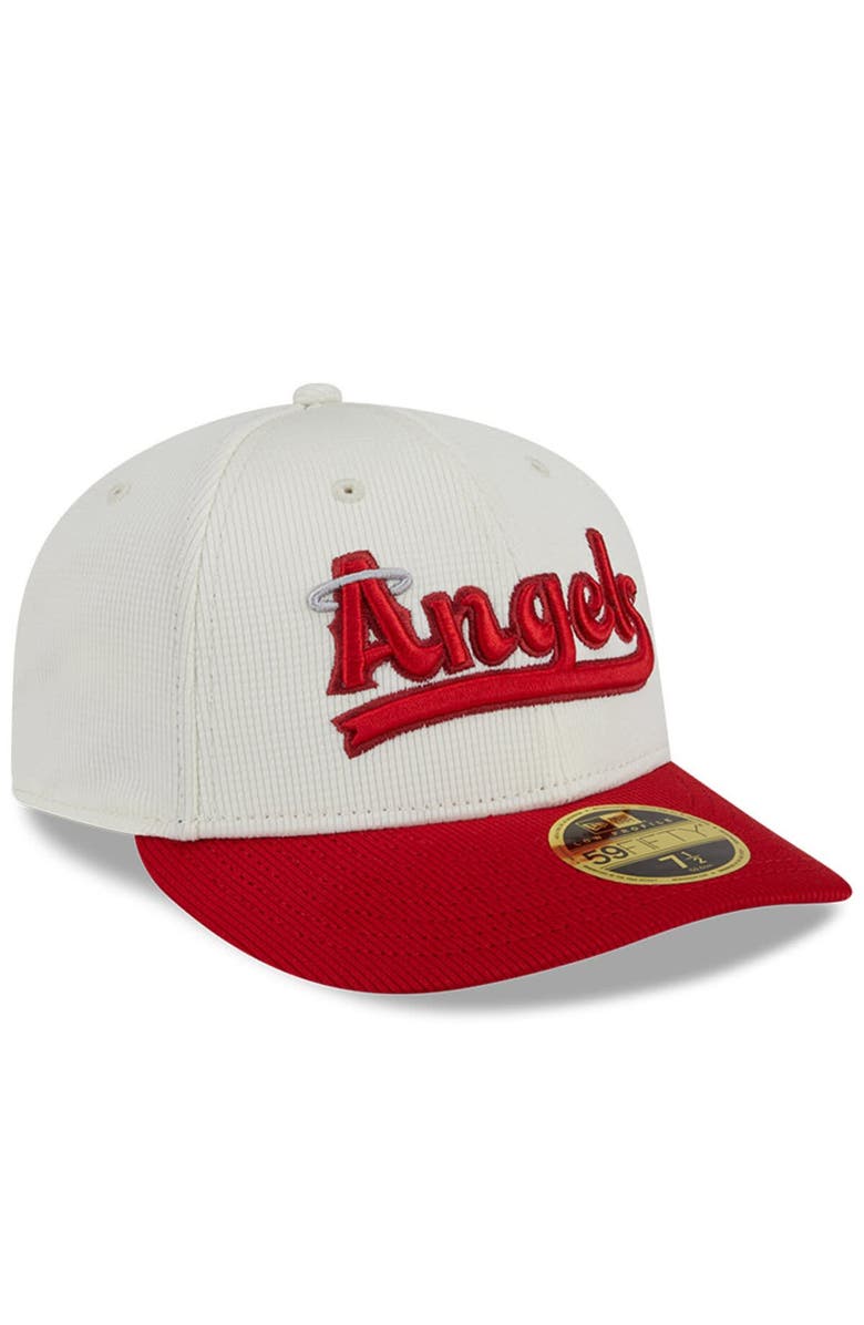 New Era Men's New Era Cream/Red Los Angeles Angels City Connect Batting Practice Low Profile 59FIFTY Fitted Hat, Alternate, color, Cream