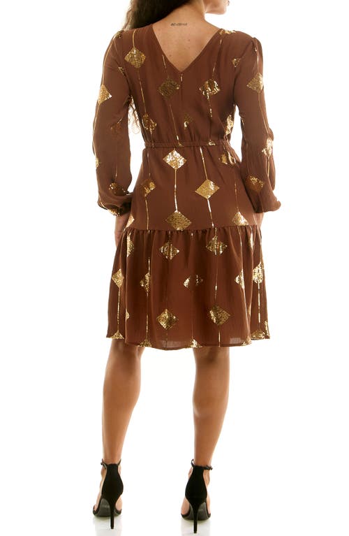 Nina Leonard Balloon Sleeve Drawstring Minidress In Multi