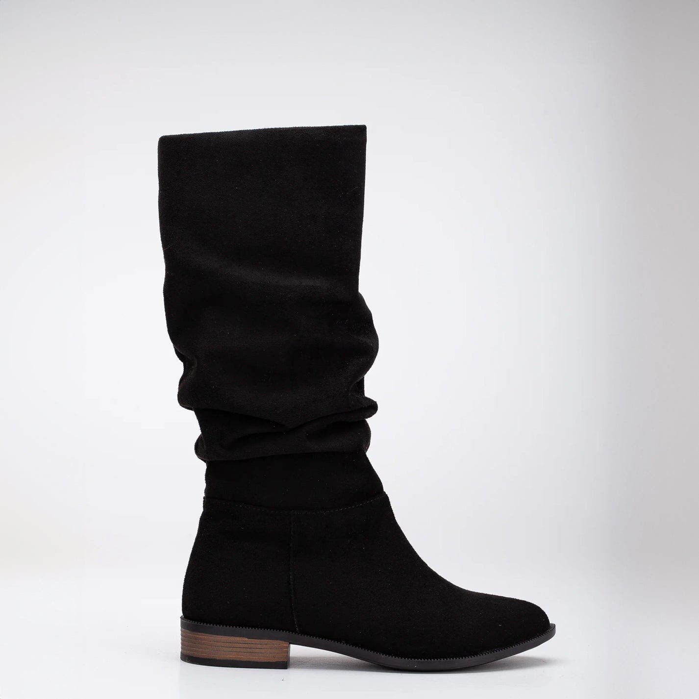 Maribel Knee High Slouch Boots, Main, color, black suede