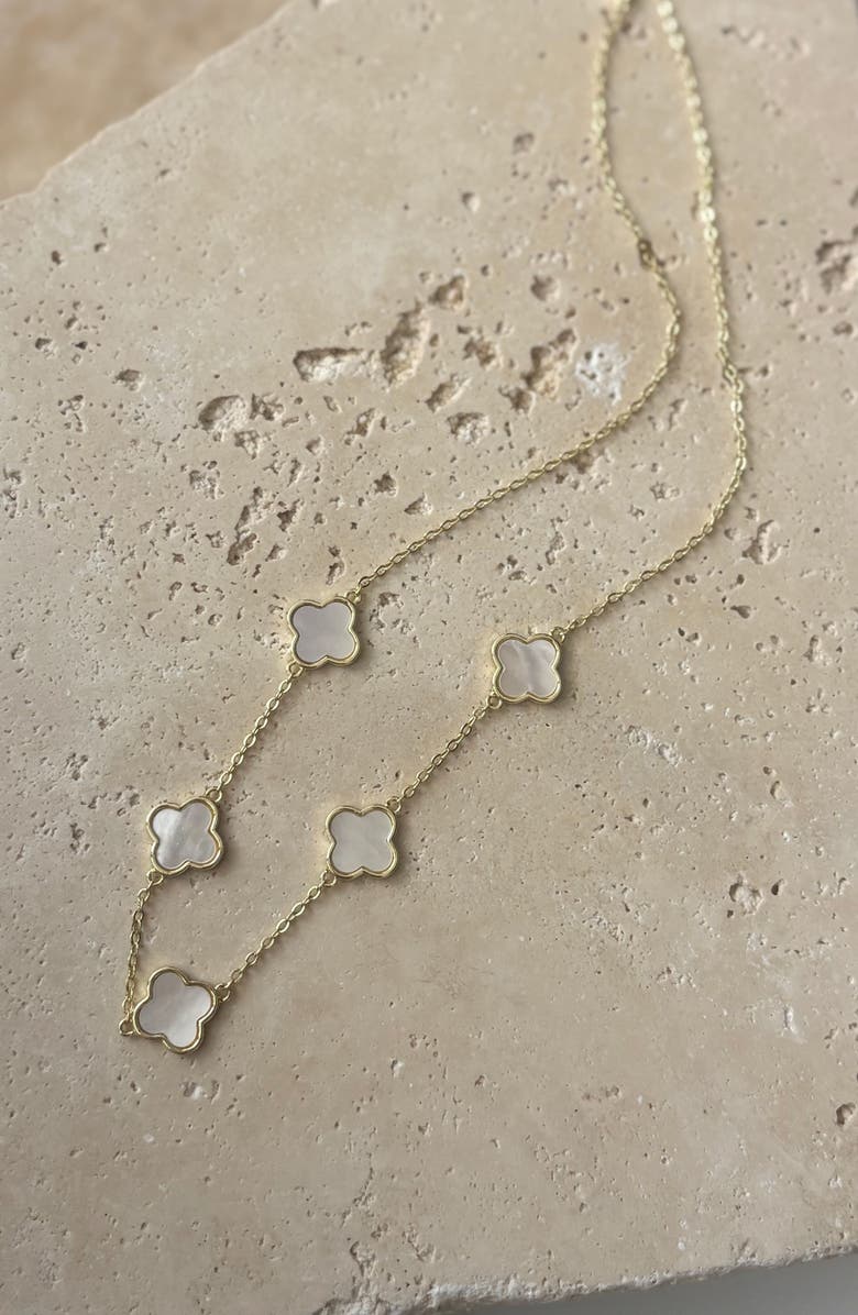 Adornia Mother-of-Pearl Clover Station Necklace, Alternate, color, Gold-White