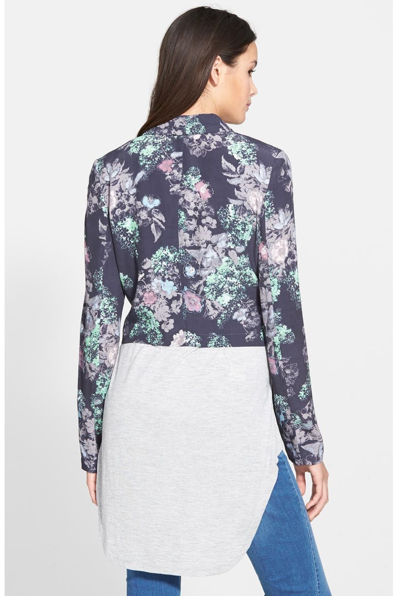 Drape Collar Blazer, Alternate, color, GREY METEOR ALYSSA FLORAL