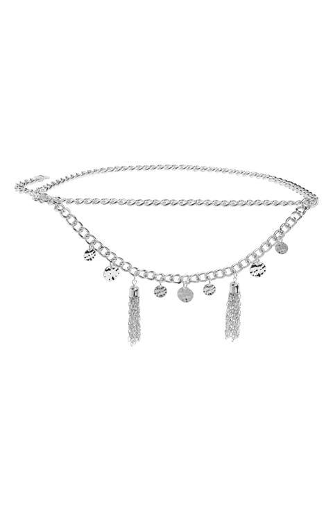 Coin Charm Draped Chain Belt