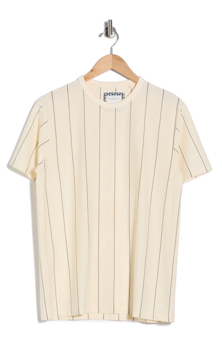 DENIM AND FLOWER Heritage Vertical Stripe Crewneck T-Shirt, Main, color, Off White