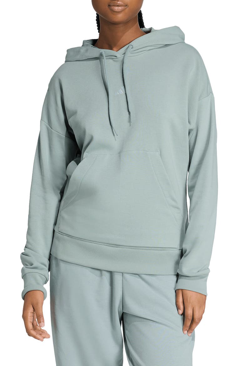 Drawstring Hood Hoodie, Main, color, WONDER SAGE/ WHITE