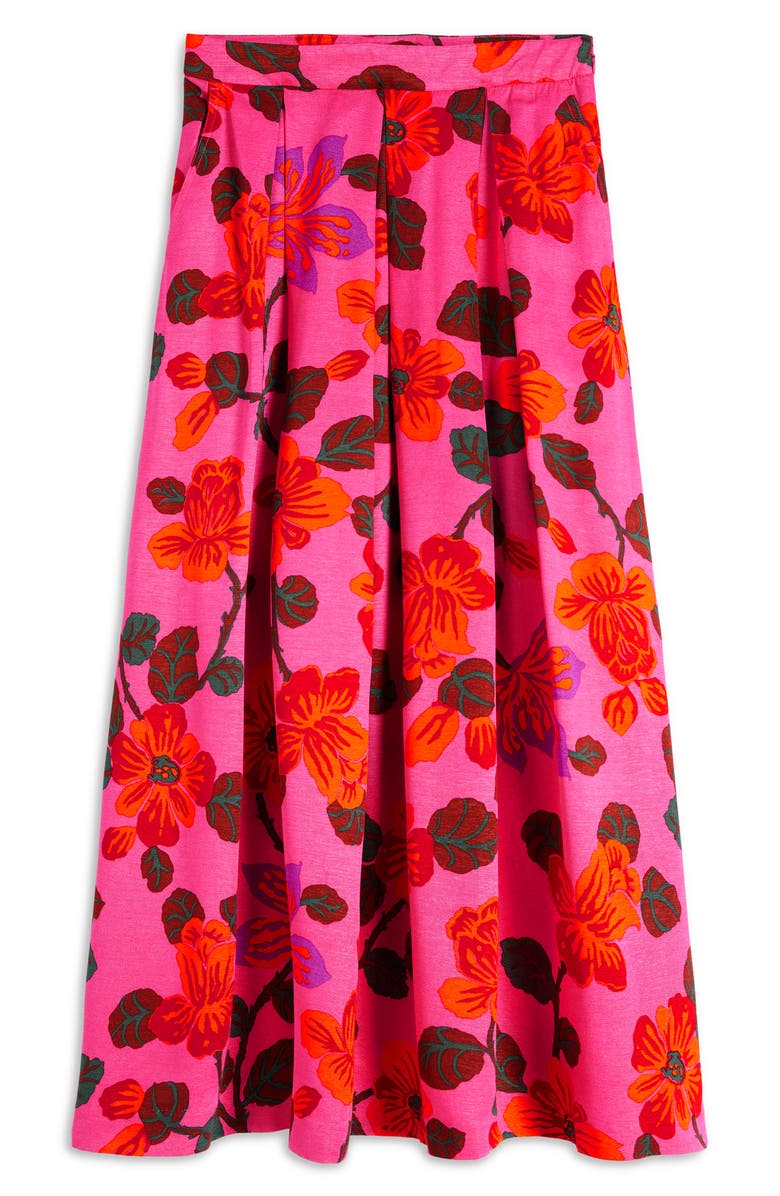 Boden Verity Floral Pleated Faille Maxi Skirt, Alternate, color, Pink Floral Print