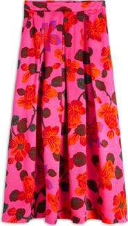 Boden Verity Floral Pleated Faille Maxi Skirt