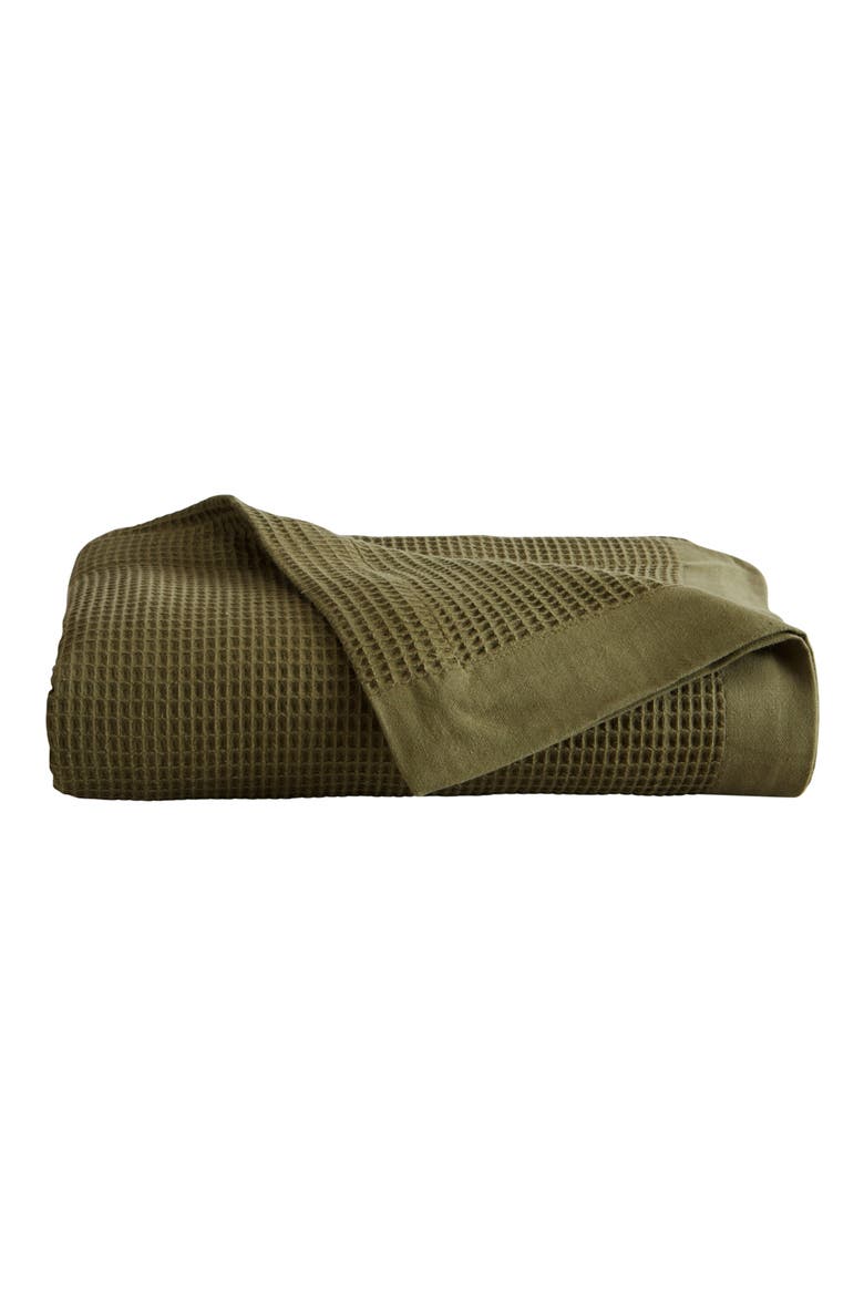 Soft Cotton All-Season Waffle Weave Throw Blanket, Main, color, OLIVE GREEN