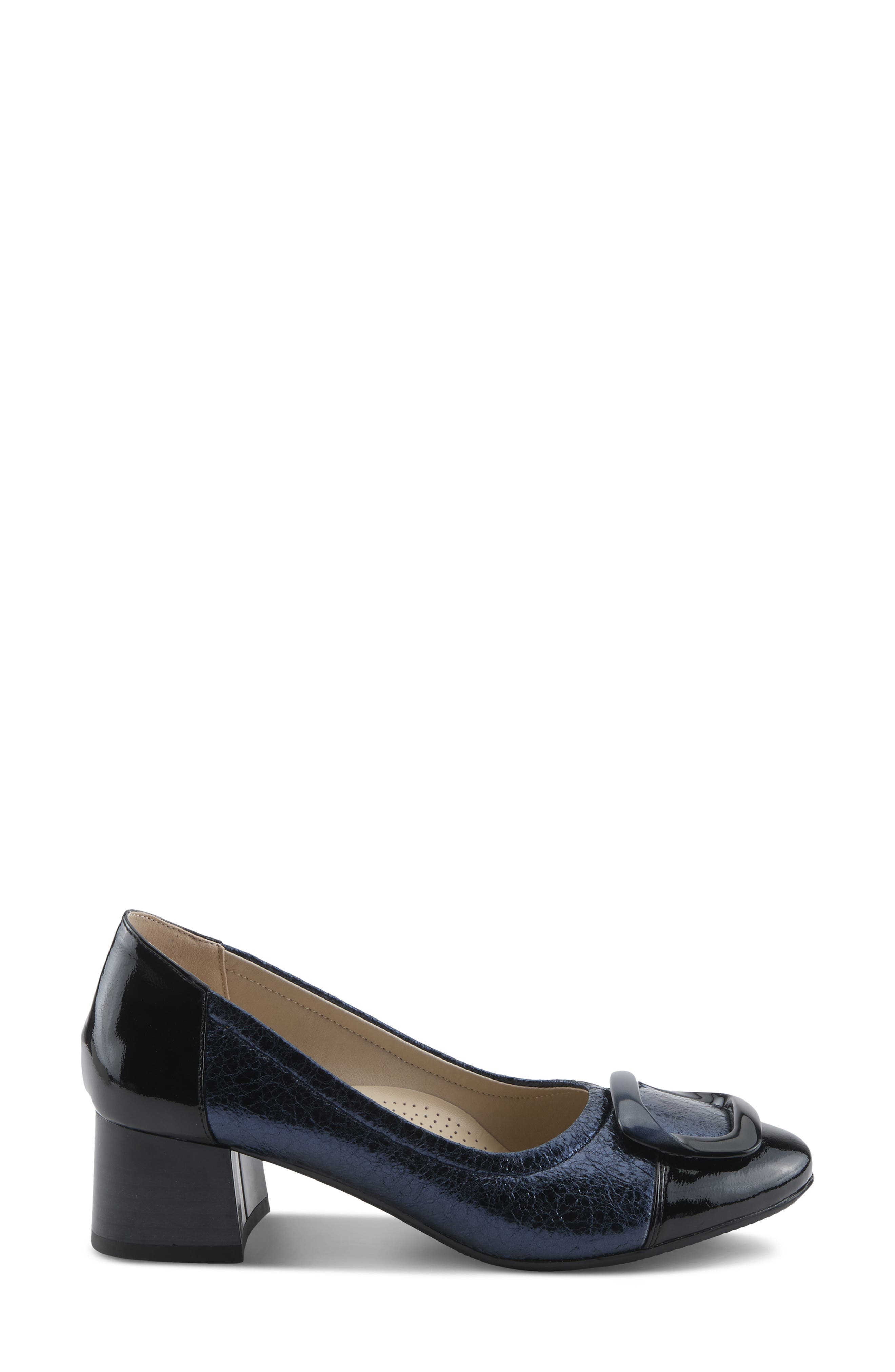 Babysteps Two-Tone Cap Toe Pump, Alternate, color, NAVY METALLIC
