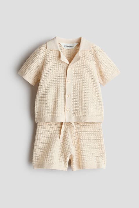 2-piece Pointelle-knit Cotton Set