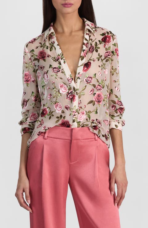 Eloise Floral Silk Button-Up Shirt