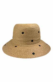 Nicole Miller Polka Dot Straw Bucket Hat