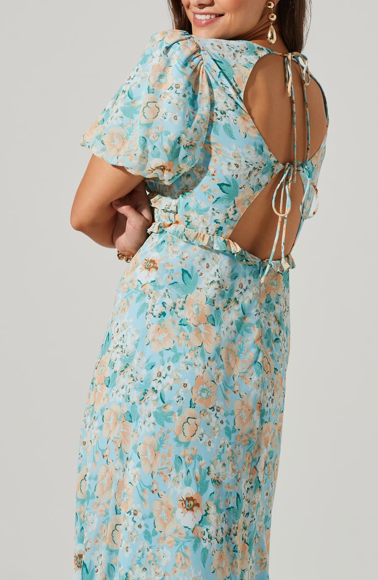 ASTR the Label Esperanza Floral Back Cutout Midi Dress, Alternate, color,