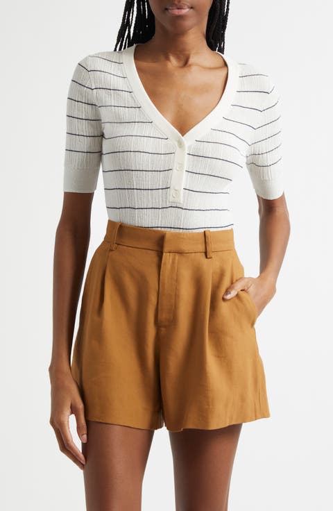 Francis Stripe Rib Cotton Blend Top