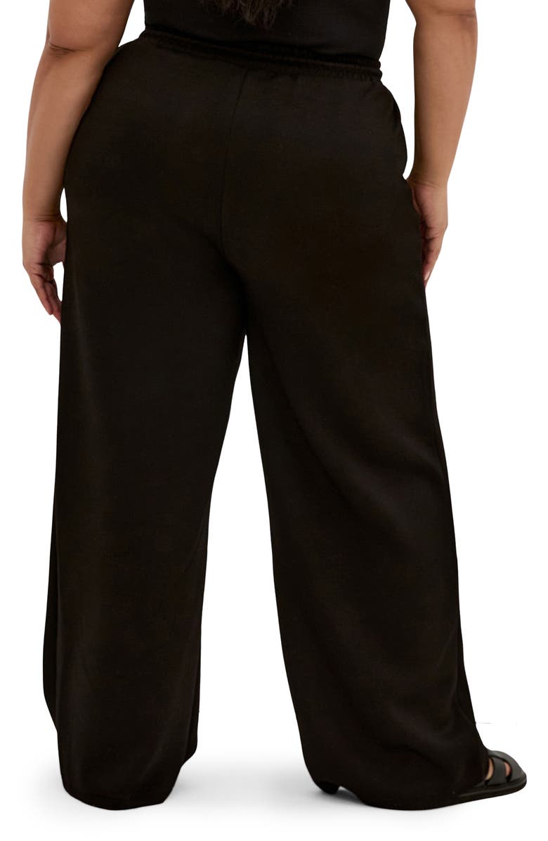 City Chic Maia Tie Waist Wide Leg Pants, Alternate, color, Black