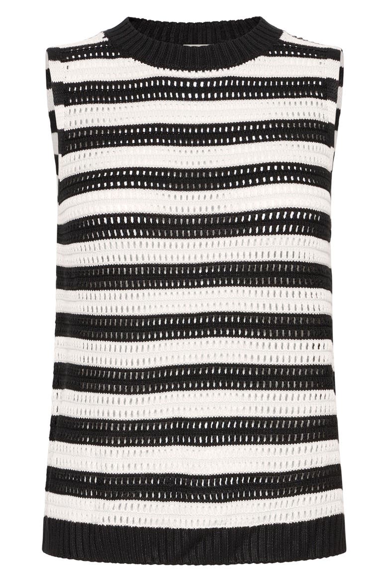 Stripe Knit Sleeveless Top, Alternate, color, BLACK W ALMOND MILK
