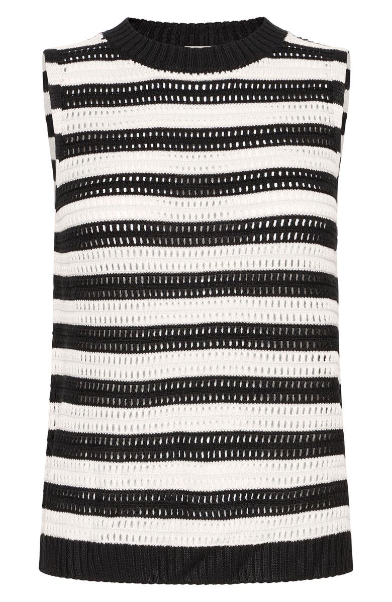 ICHI Stripe Knit Sleeveless Top, Alternate, color, Black W Almond Milk