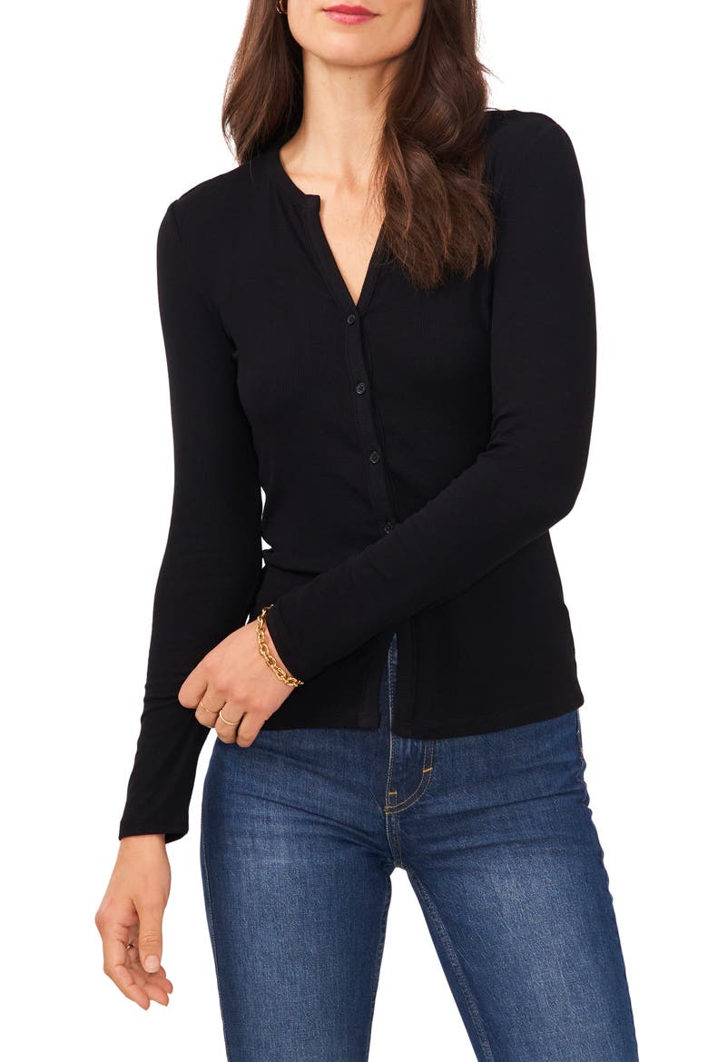Button Front Cardigan, Main, color, RICH BLACK