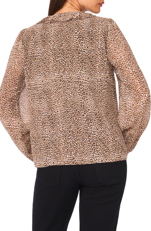 Cece V-neck Ruffle Top In Brown