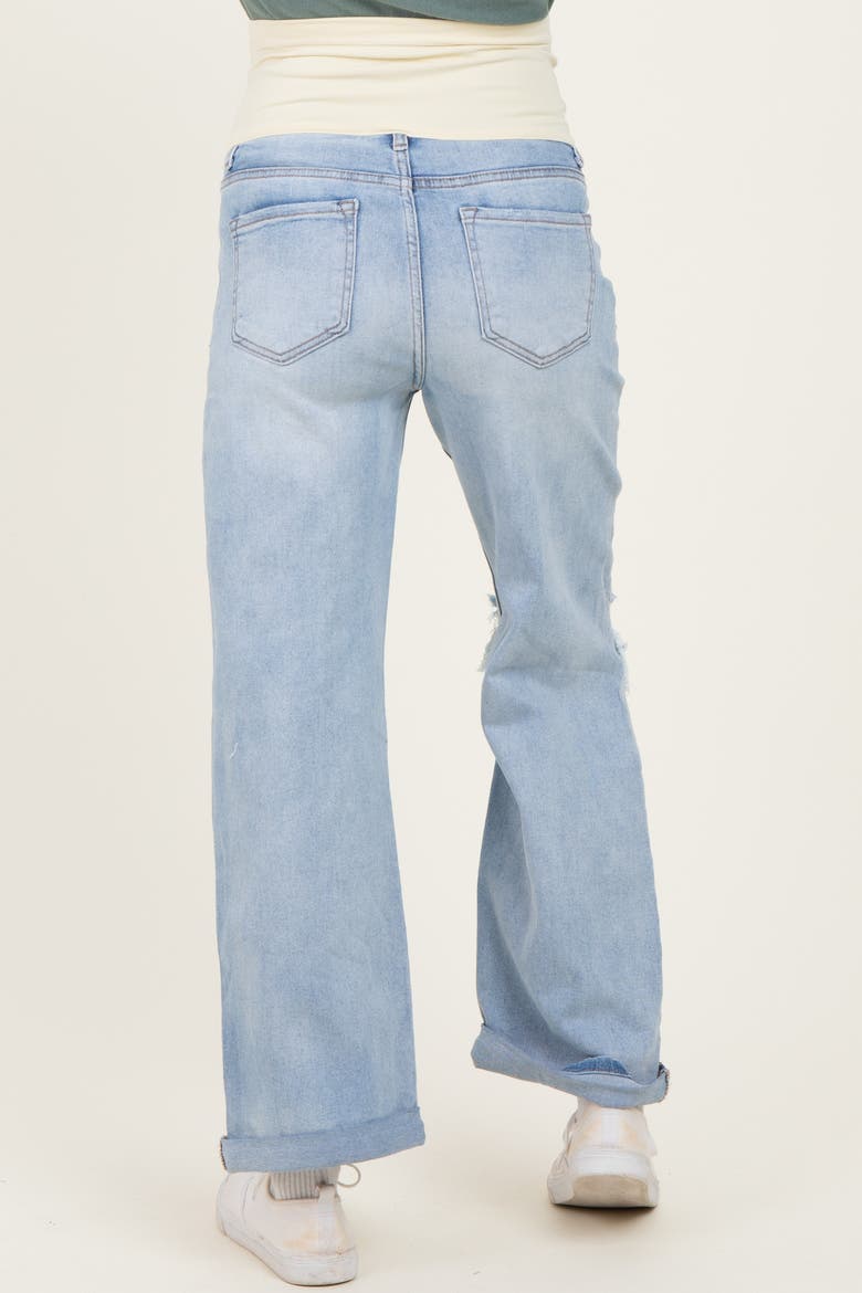 Open Knee Cuffed Boyfriend Fit Maternity Jeans, Alternate, color, Light Blue
