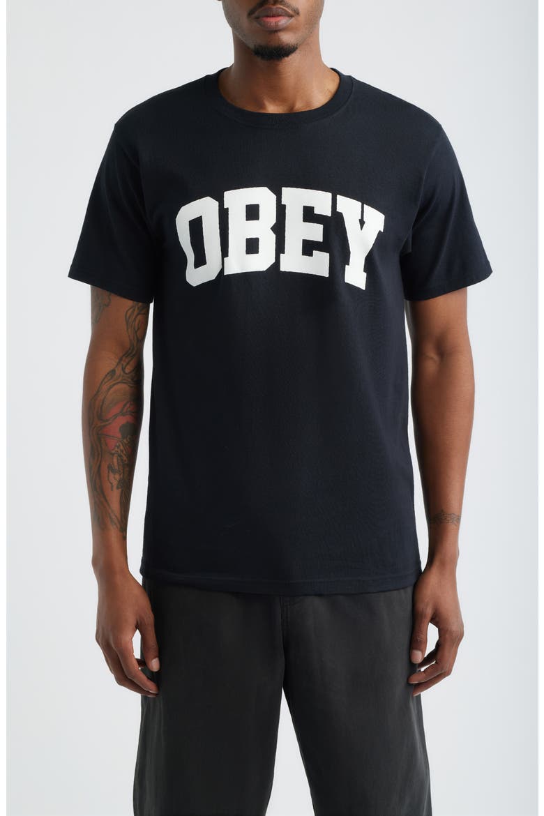 Collegiate Graphic T-Shirt, Main, color, BLACK