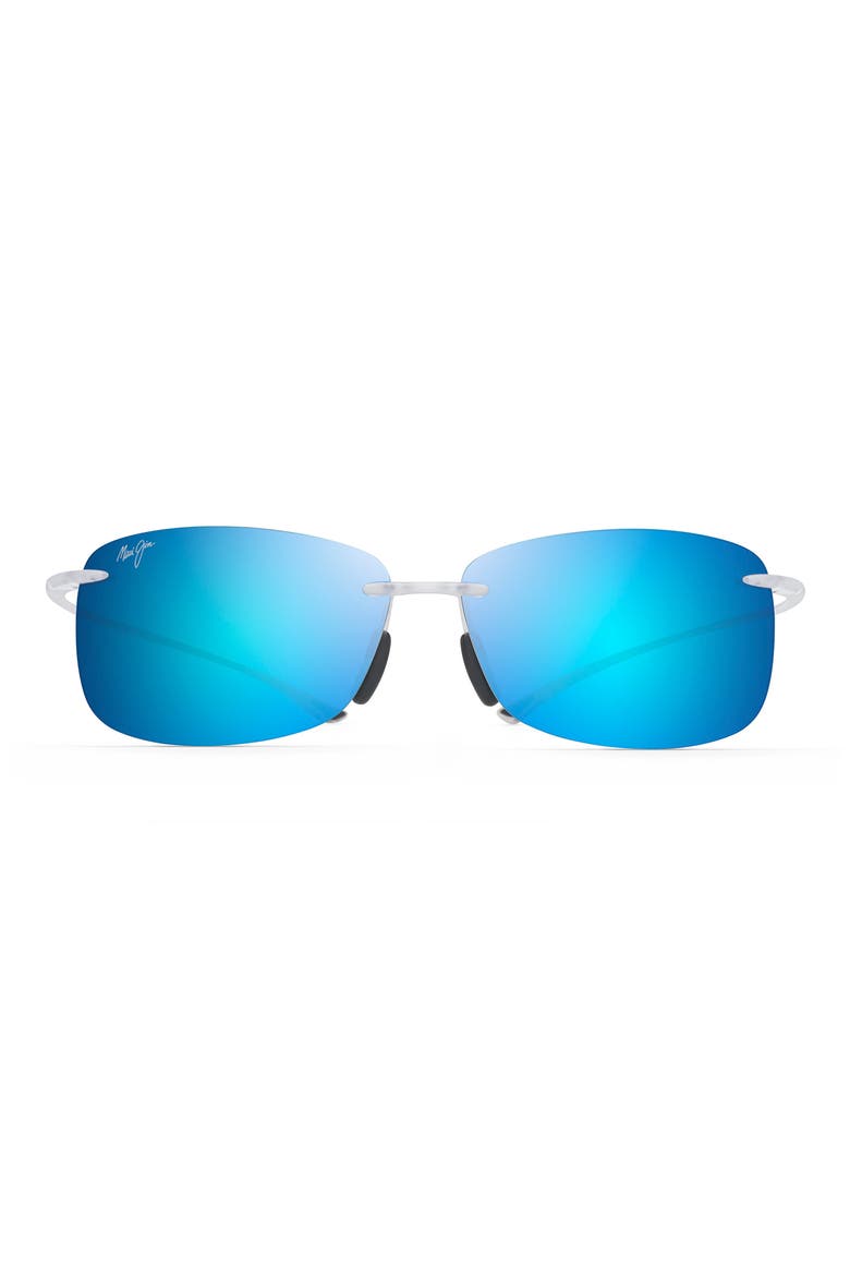 Akau 62mm PolarizedPlus2® Rimless Rectangular Sunglasses, Main, color, MATTE CRYSTAL/ BLUE HAWAII