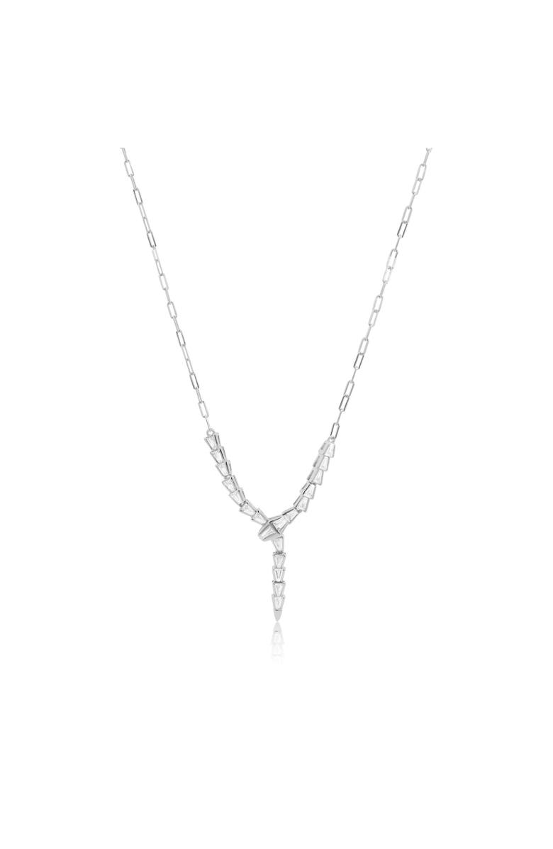 The Lovery Fine Jewelry CZ Snake Lariat Necklace, Main, color, Sterling Silver