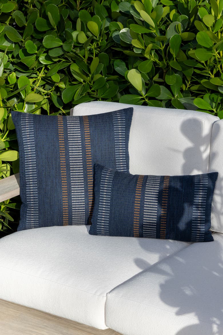 Journey Indoor & Outdoor Woven Accent Pillow, Alternate, color, Indigo
