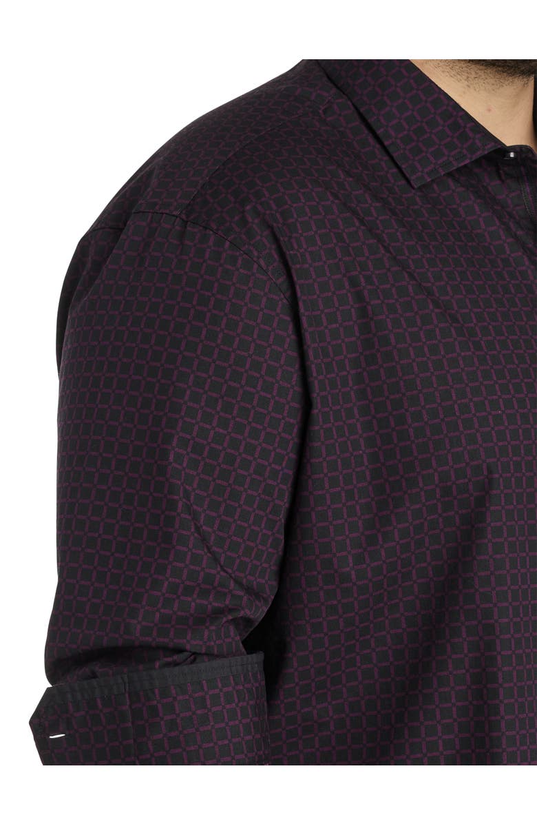 Synrgy by DXL Big & Tall Check Sport Shirt, Alternate, color, Black Purple