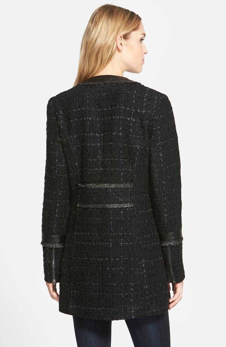 Laundry by Shelli Segal Ribbon Trim Tweed Coat, Alternate, color, 