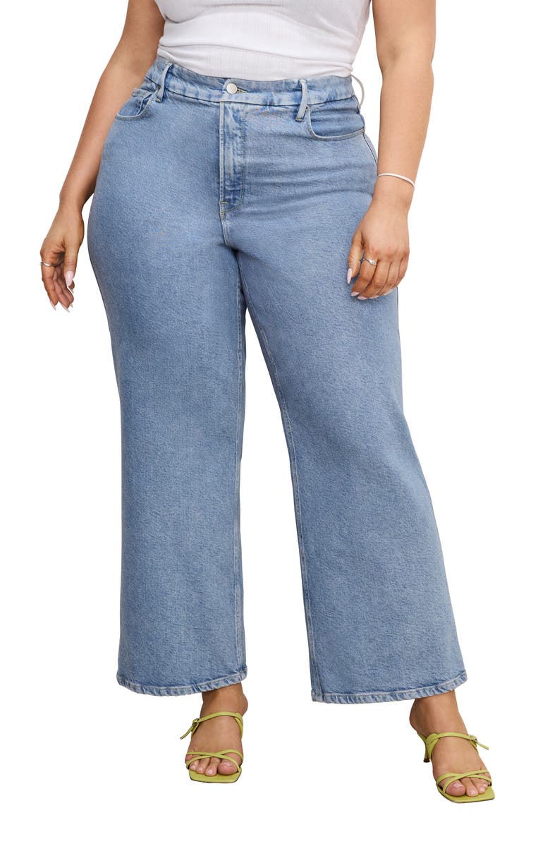 Good American Soft Tech Good Skate Crop Wide Leg Jeans, Alternate, color, Indigo860