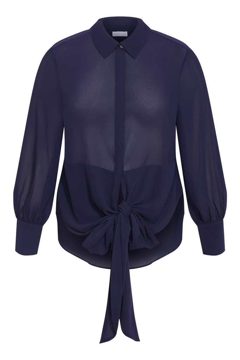 Jane Tie Hem Shirt, Alternate, color, NAVY