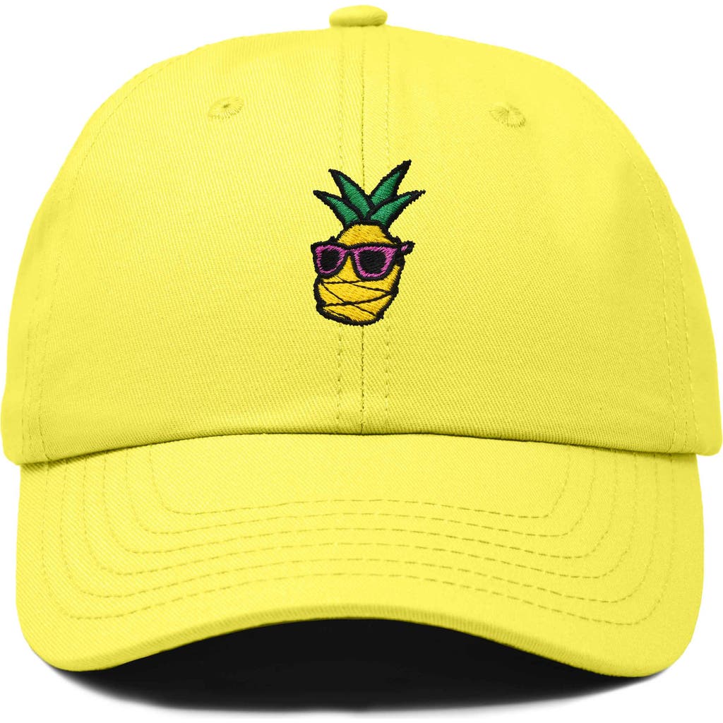 Dalix Pineapple Embroidered Dad Hat In Yellow
