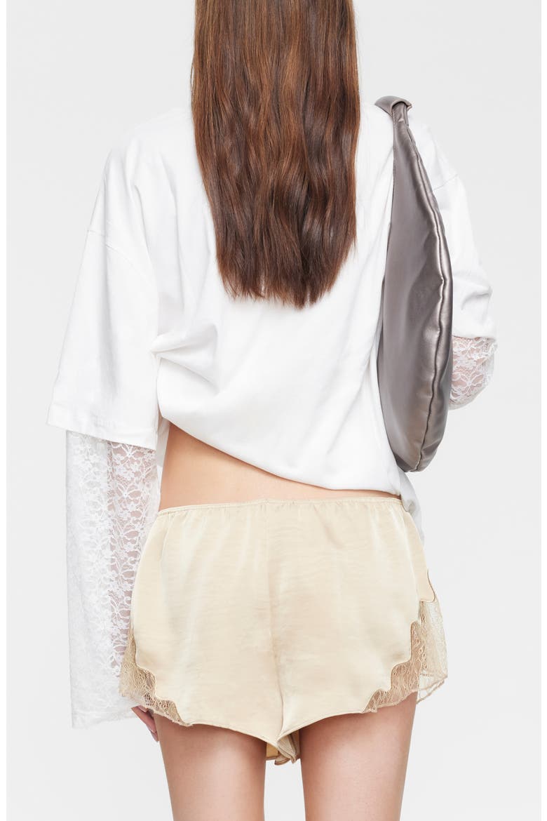 Bottega Lace Sleeve Oversized Cotton Top, Alternate, color, PORCELAIN