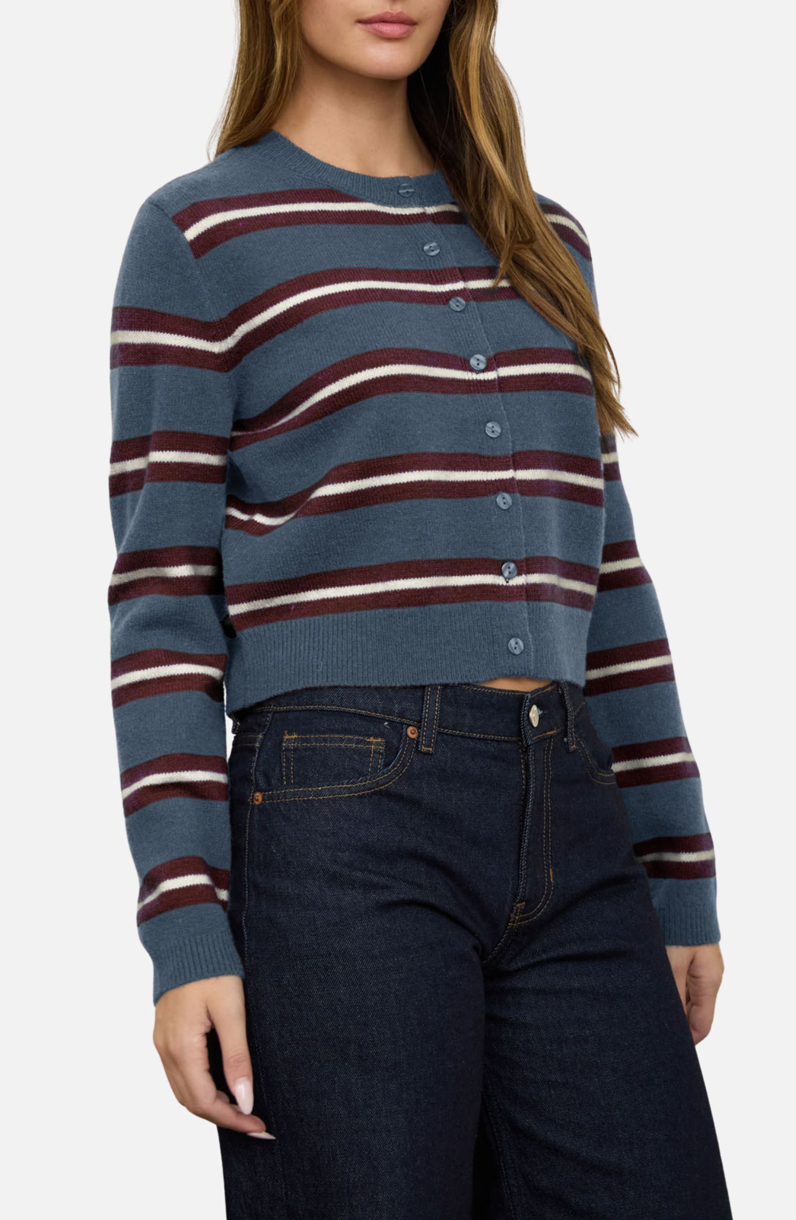 Stripe Crewneck Cardigan