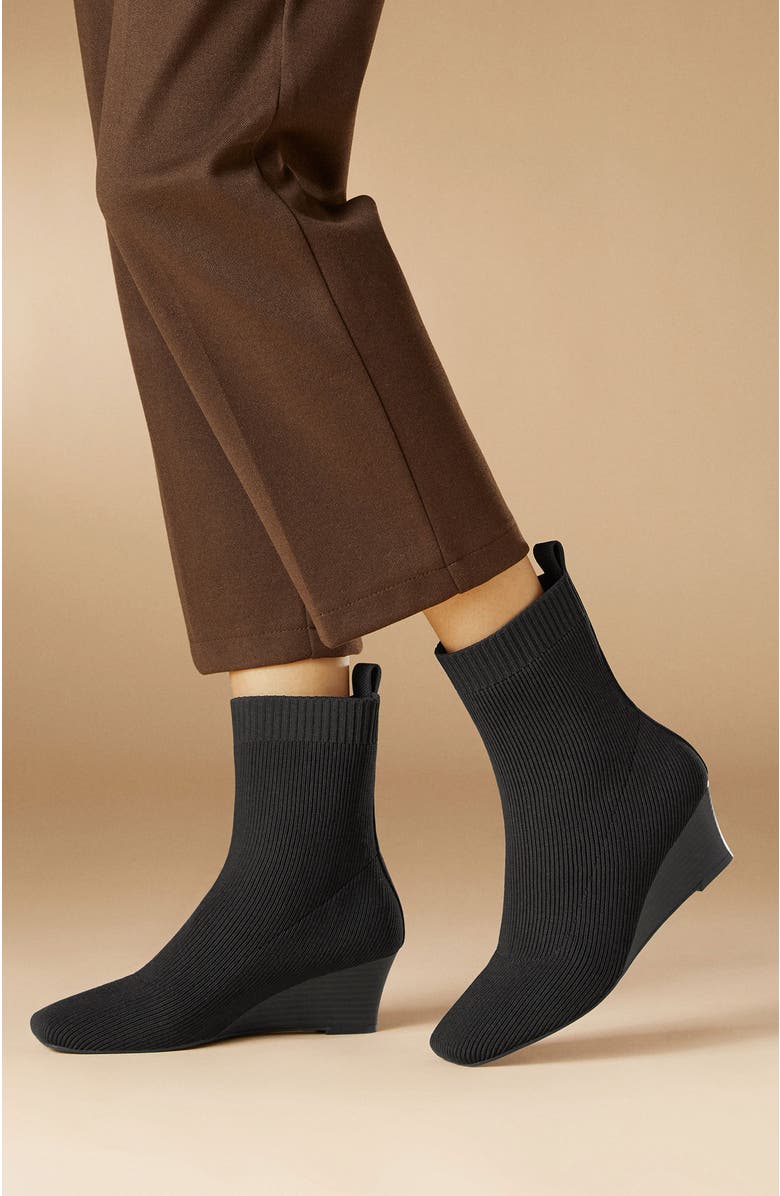 VIVAIA Margot Wedge Bootie Square-Toe Water-Repellent Boots, Alternate, color, Black