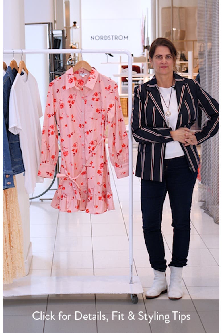 Ruffle Floral Print Tie Waist Shirtdress video