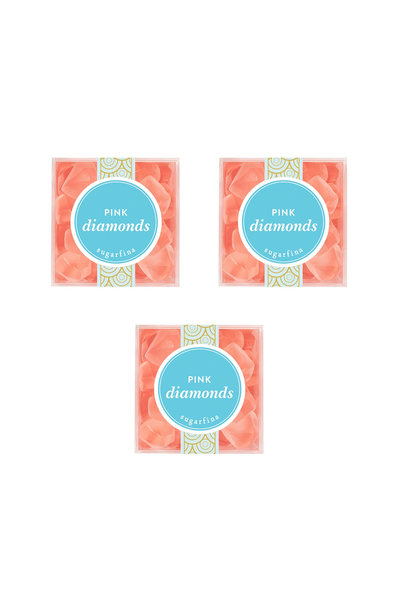 sugarfina Pink Diamonds Set of 3 Candy Cubes