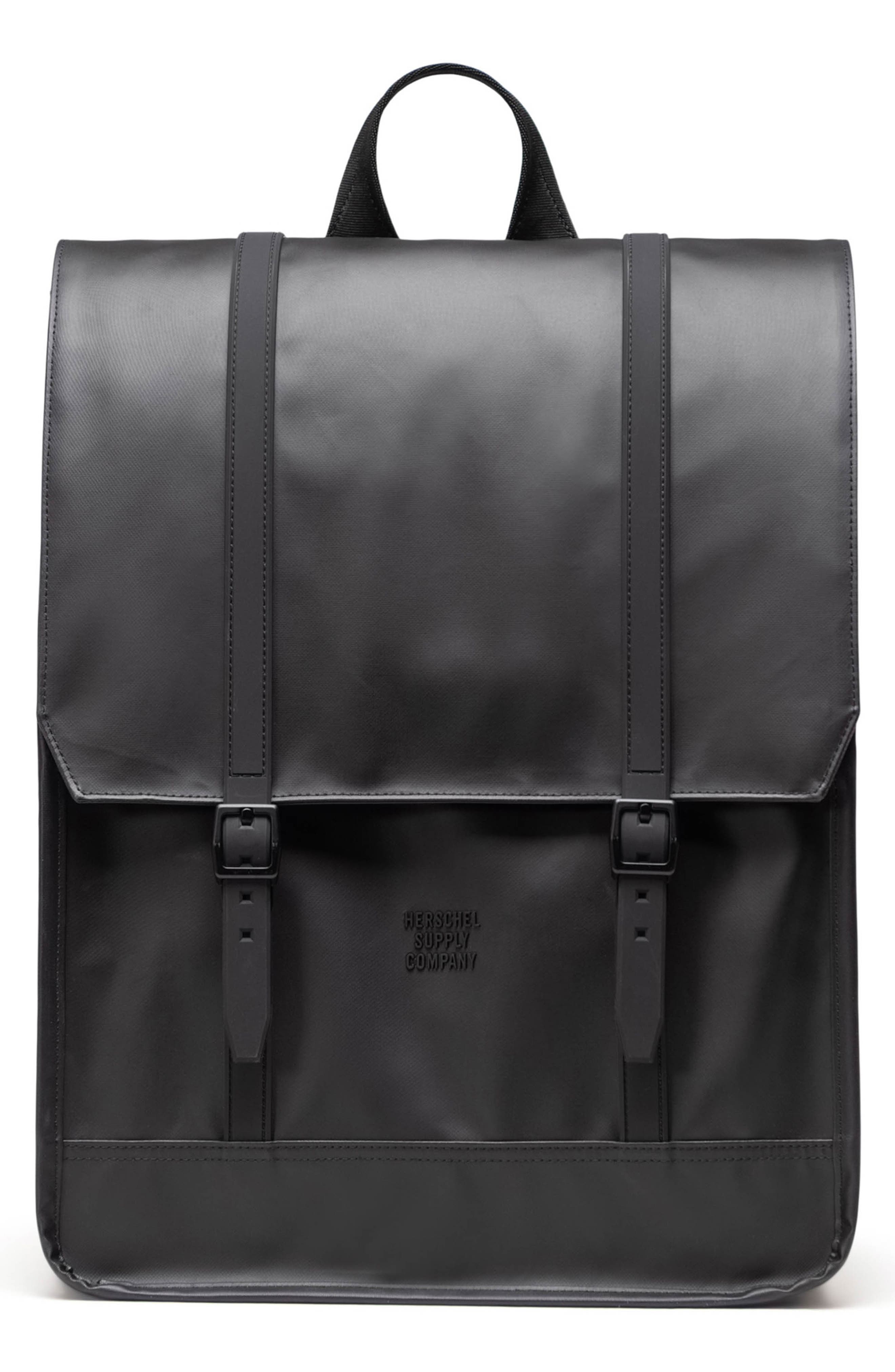 Herschel Supply Co. Survey Faux Leather Backpack, Main, color, Black