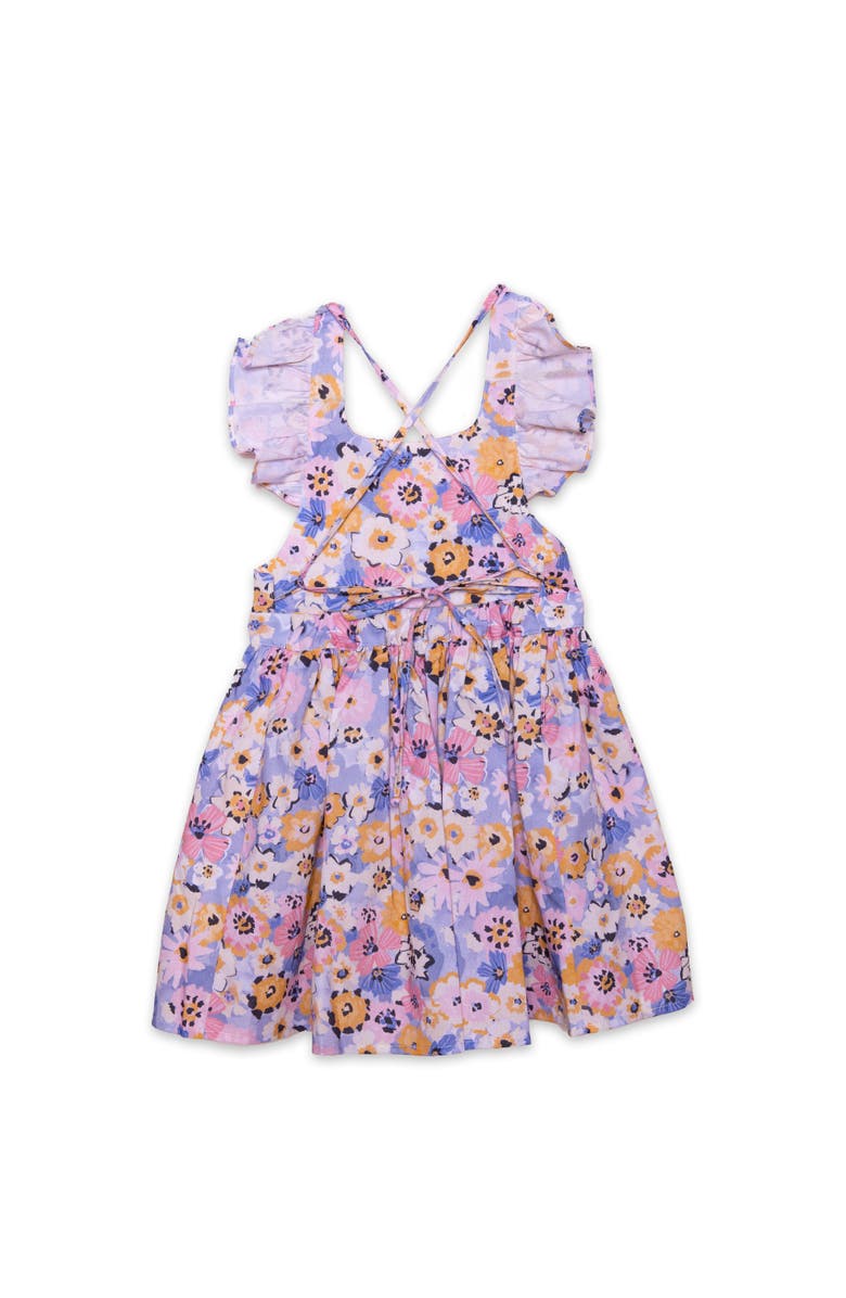 WORTHY THREADS Girls Ruffle Sleeve Dress, Alternate, color, Purple Flowers