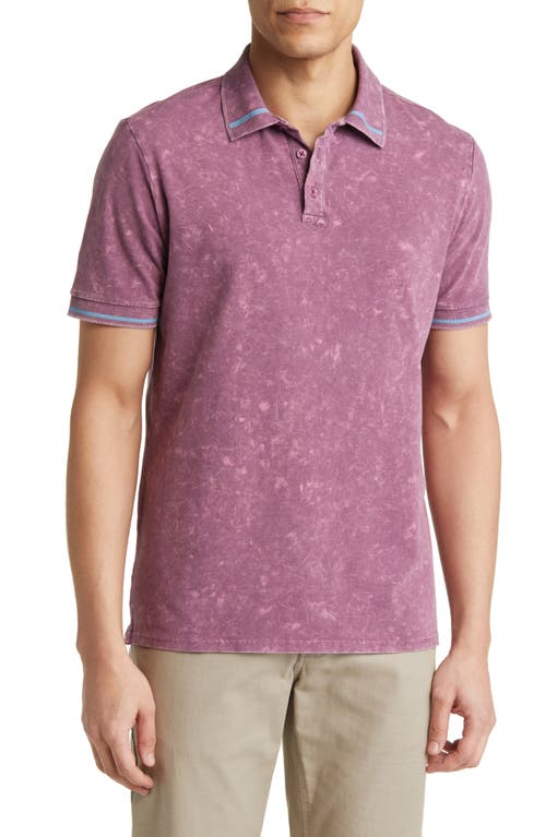 Stone Rose Tipped Acid Wash Performance Jersey Polo in Purple