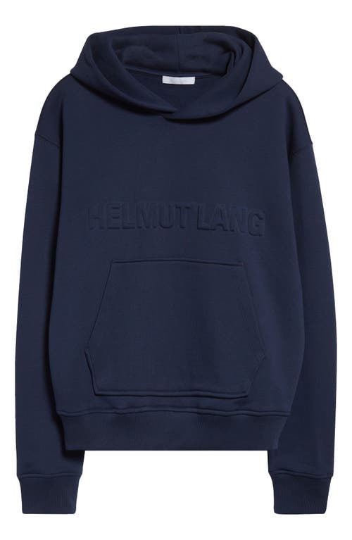 Helmut Lang Embossed Logo Hoodie In Indigo - G03