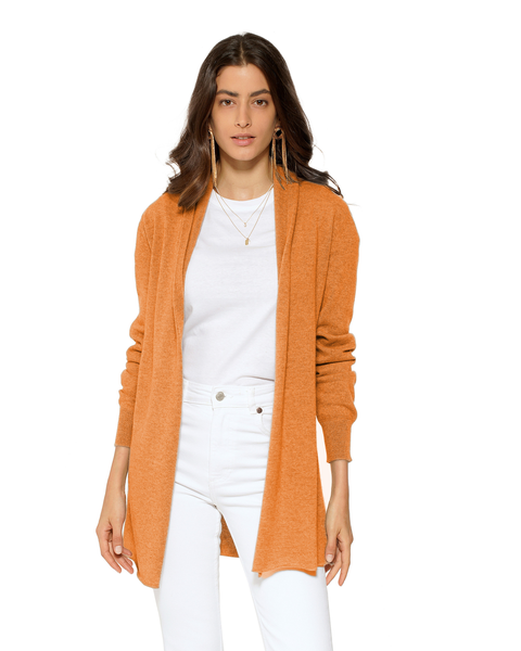 Long Open Front Pure Cashmere Cardigan