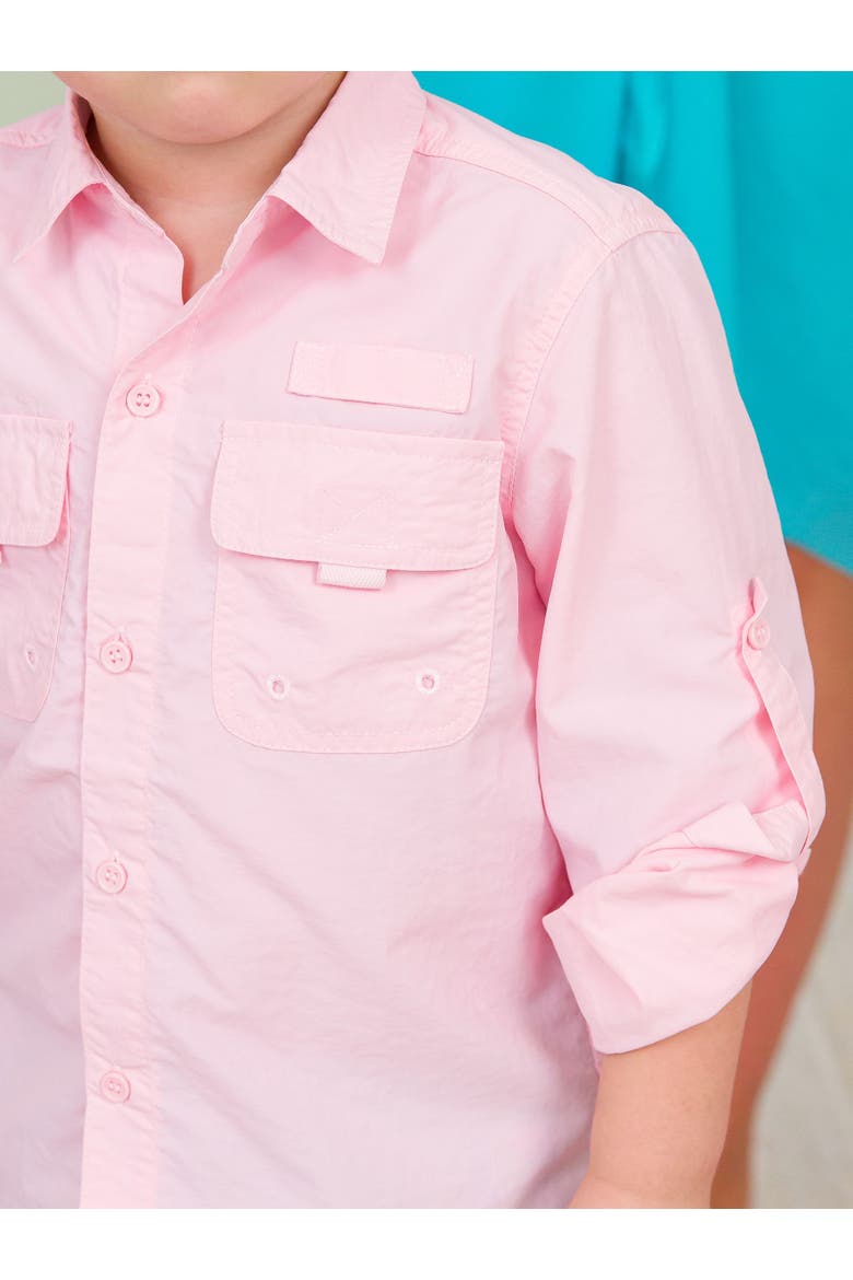 Boys UPF50+ Sun Protective Button Down Shirt, Alternate, color, Pink