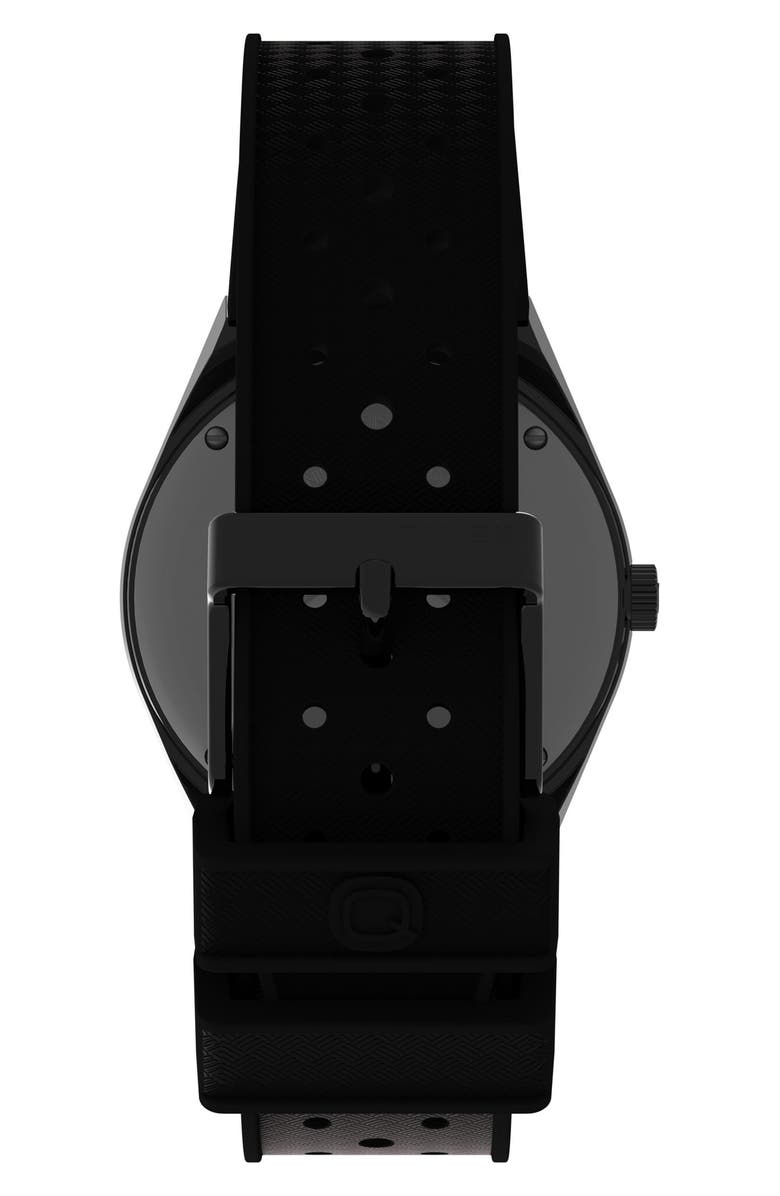 Timex<sup>®</sup> Q GMT Synthetic Rubber Strap Watch, 38mm, Alternate, color, Black