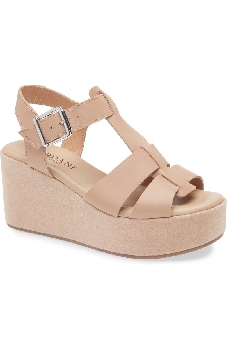 Cordani Jordynn Ankle Strap Platform Wedge Sandal, Main, color, Beige