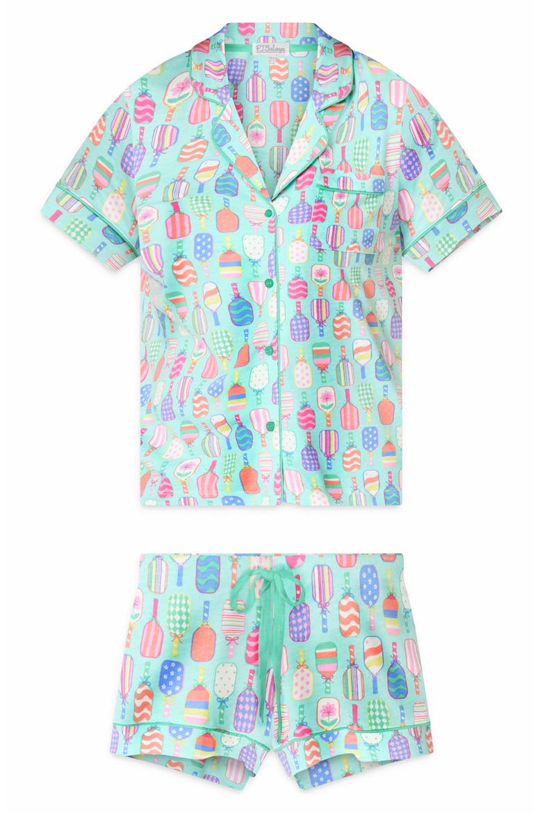 Whimsy Print Short Pajamas, Alternate, color, OASIS BLUE