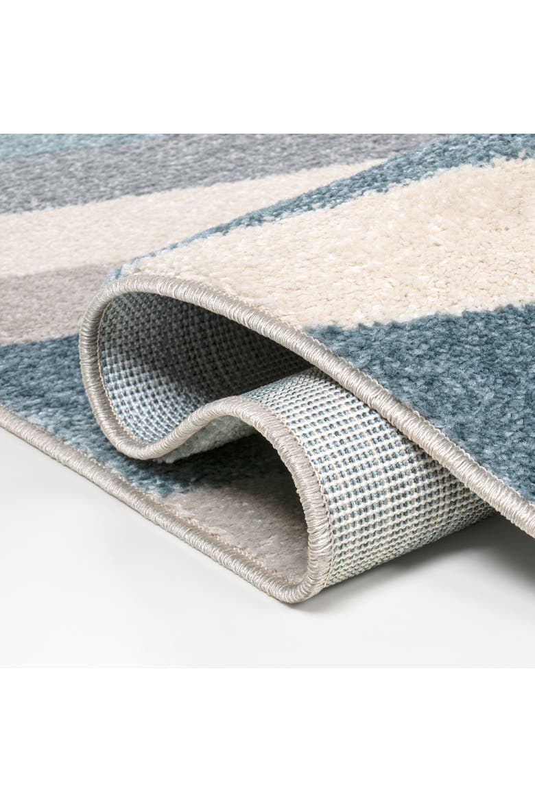 Retro Rainbow Contemporary Stripe Area Rug, Alternate, color, Blue/Cream/Gray